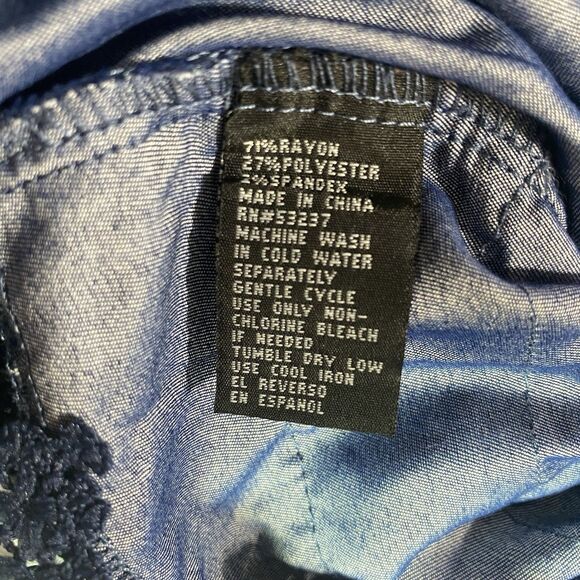 UNIQUE SPECTRUM Blouse Lace Trim 3/4 Sleeve Off Shoulder Gypsy Womens 1X Blue - Picture 9 of 9